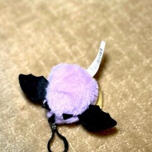 Purple bat puff style plushie keychain